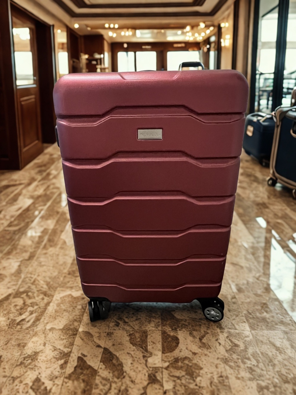 Protocol Dark Red Hardshell 28” Checked Spinner Suitcase
